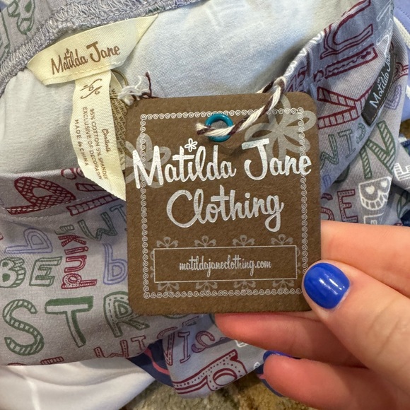 NEW NWT Matilda Jane Girls Gray Wise Words Ruffle Scribble Leggings Pants Size 8 - Picture 9 of 10